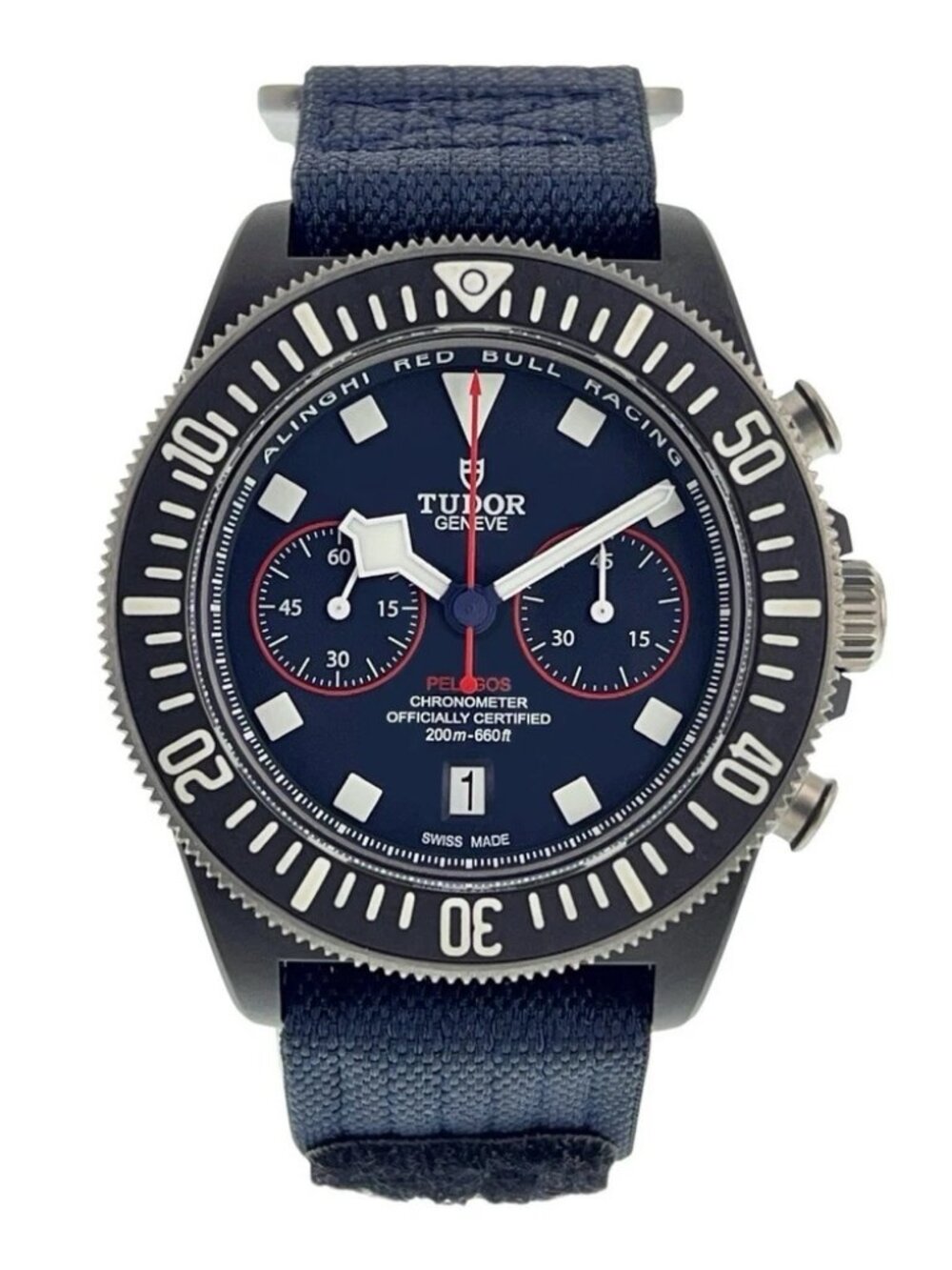 Tudor Pelagos FXD Chronograph Alinghi Red Bull 43mm Watch 25807KN W/Box
